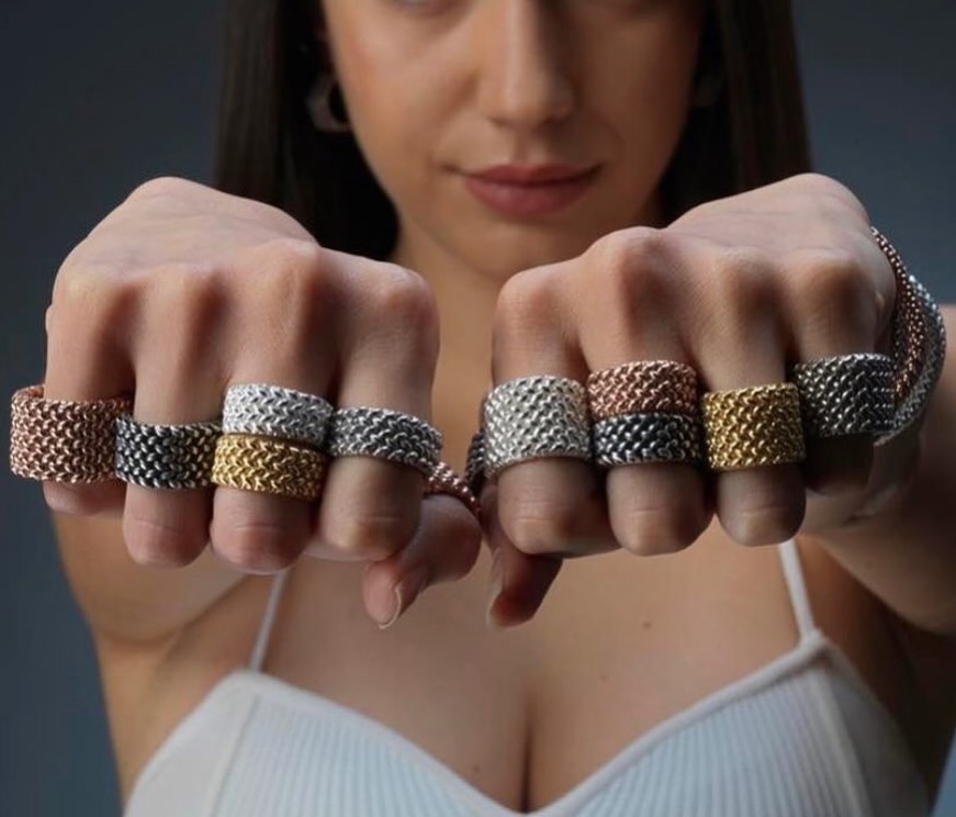 Argentopercento made in italy, Anelli trame d'argento